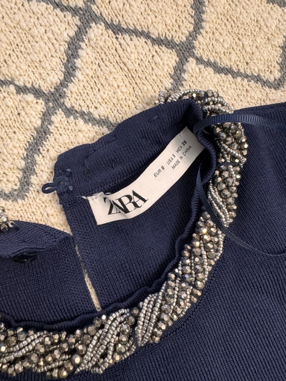 Zara Navy Short-Sleeve Pocket Boxy Top BNWT - Picture 4 of 6